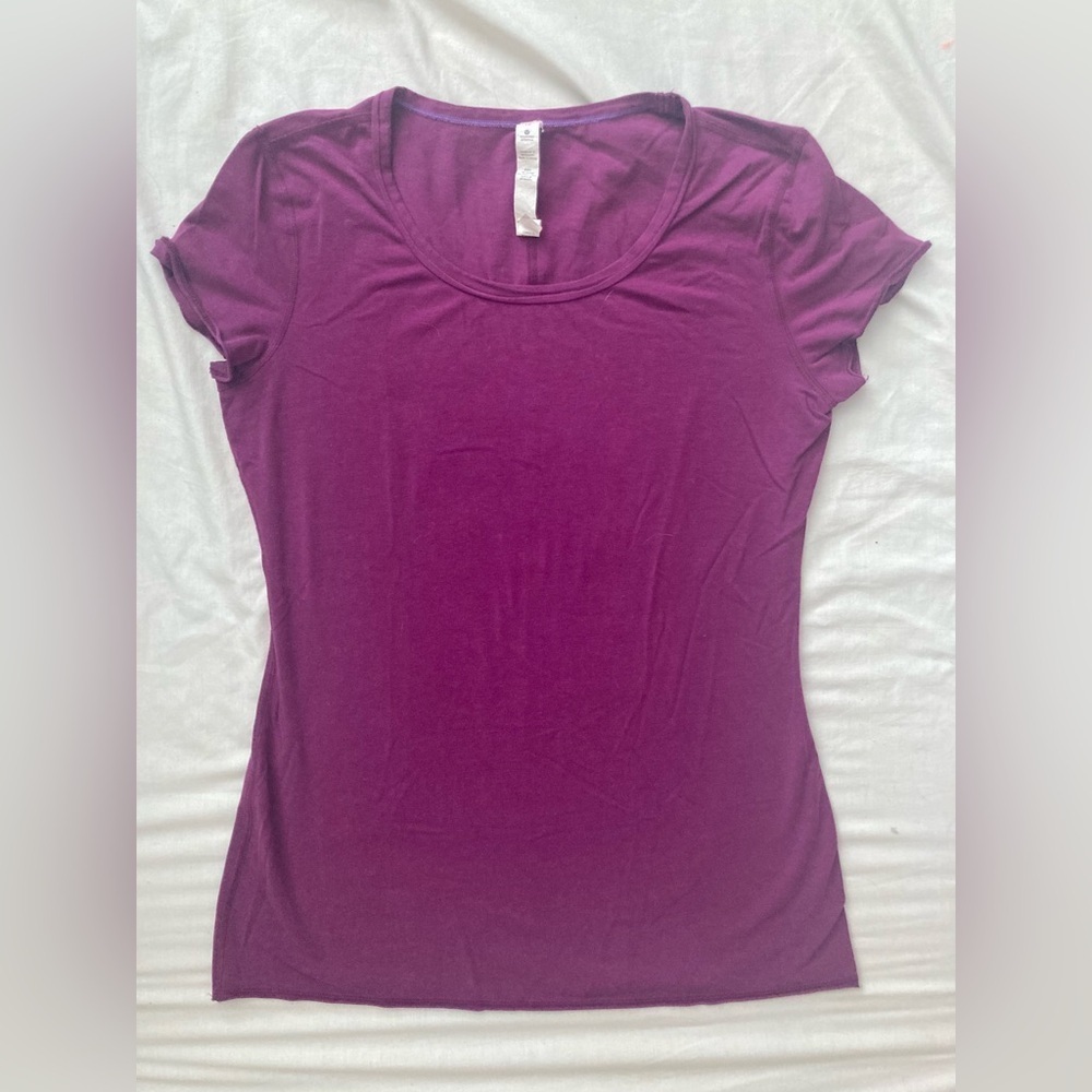 Lululemon Crewneck Magenta T-Shirt Size 10 Cotton Lyocell Blend